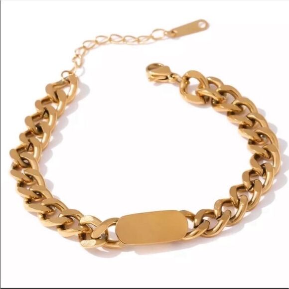 #44 18k gold Chunky Cuban/Curb Link Bracelet - Picture 2 of 8
